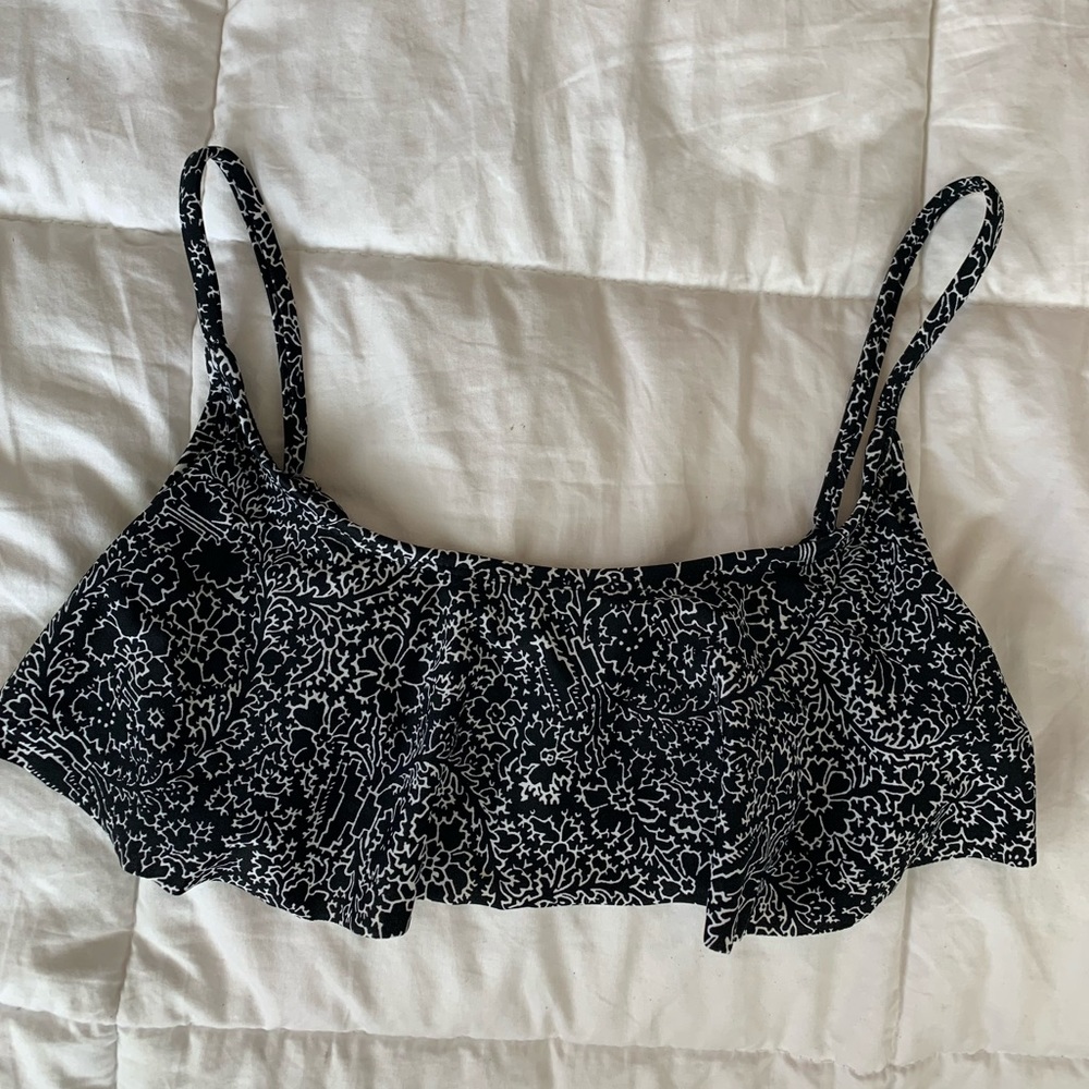 Black and white layover bikini top